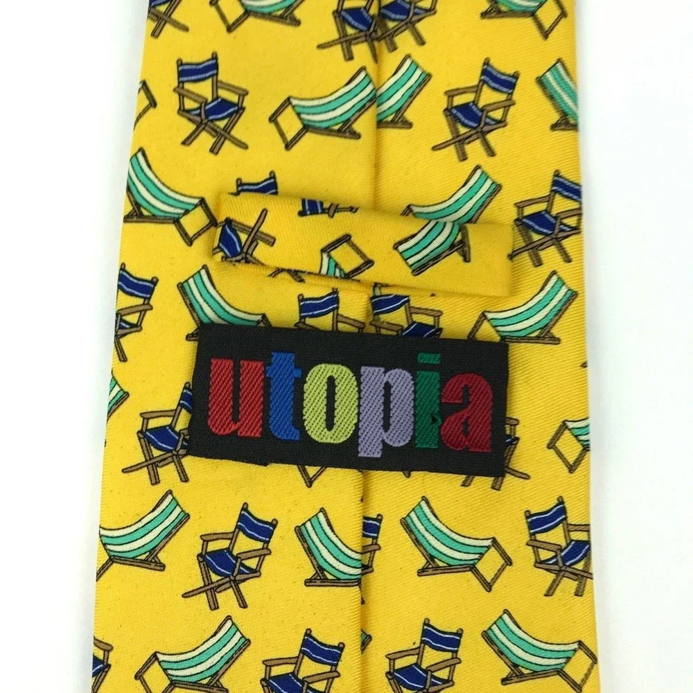 Utopia Men's Tie Handmade Yellow Beach Chair Relax Vacation Novelty Necktie 58